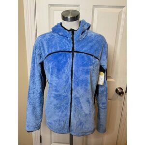 Columbia Titanium Light Blue Fuzzy Fleece Hooded Zip-Up Jacket, Size XL